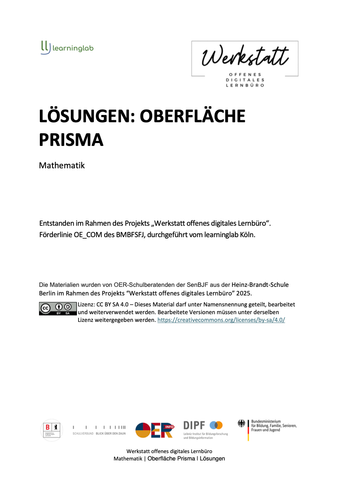 Arbeitsblatt: Oberfläche Prisma (Lösungen)