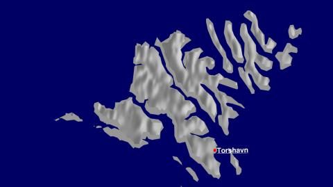 Karte: Landkarte Färöer (Staatsgrenzen und Hauptstadt): schattiertes Relief