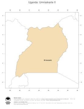 Karte: Landkarte Uganda (Politische Staatsgrenzen und Hauptstadt)