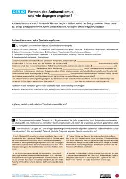 Arbeitsblatt: Arbeitsblatt "OER 02 Formen des Antisemitismus – und wie dagegen angehen?"