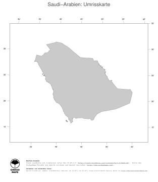 Karte: Landkarte Saudi Arabien (Politische Staatsgrenzen)