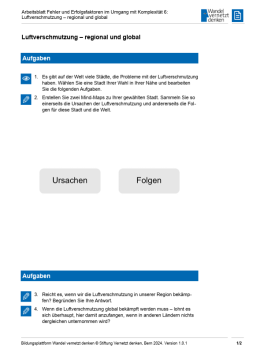 Arbeitsblatt: Modul 12 | Arbeitsblatt 6 "Übung: Luftverschmutzung – regional und global"