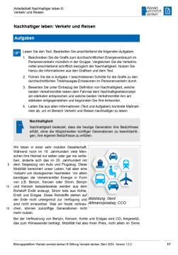 Arbeitsblatt: Modul 11 | Arbeitsblatt 6 "Nachhaltiger leben: Verkehr und Reisen"