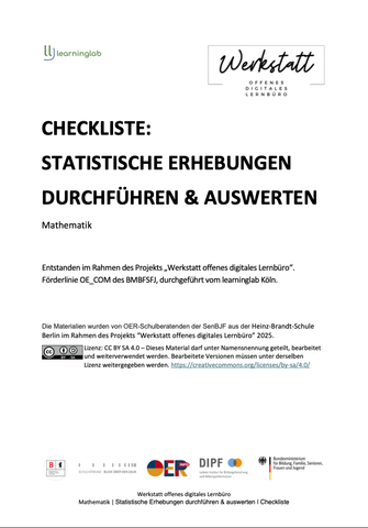 Sonstiges: Statistische Erhebungen durchführen & auswerten: Checkliste