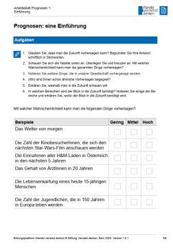 Arbeitsblatt: Modul 3 | Arbeitsblatt 1 "Prognosen – Einführung"