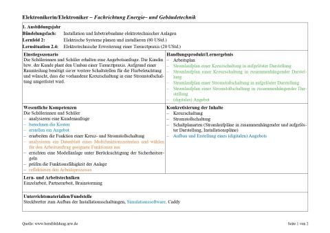 Unterrichtsplanung: Elektrotechnische Erweiterung einer Tierarztpraxis
