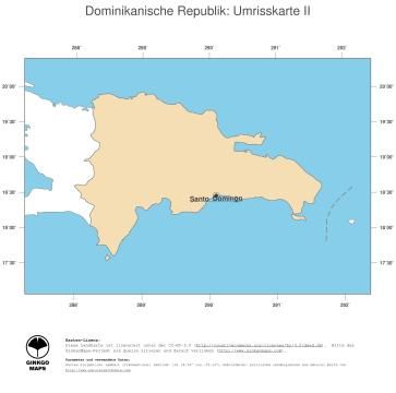 Karte: Landkarte Dominikanische Republik (Politische Staatsgrenzen und Hauptstadt)