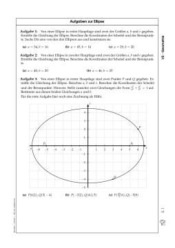 Arbeitsblatt: Aufgaben zur Ellipse (pdf)