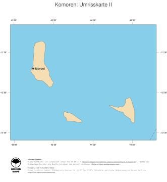 Karte: Landkarte Komoren (Politische Staatsgrenzen und Hauptstadt)