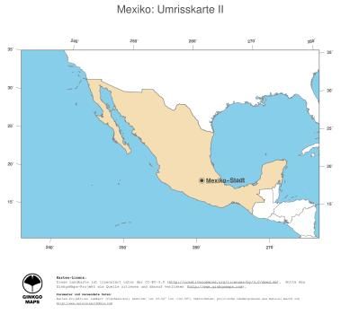 Karte: Landkarte Mexiko (Politische Staatsgrenzen und Hauptstadt)