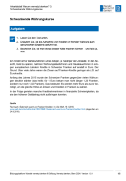 Arbeitsblatt: Modul 1 | Arbeitsblatt 3 "Schwankende Währungskurse"