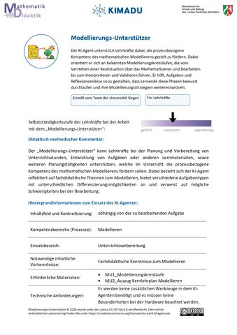 Unterrichtsplanung: Modellierungs-Unterstützer