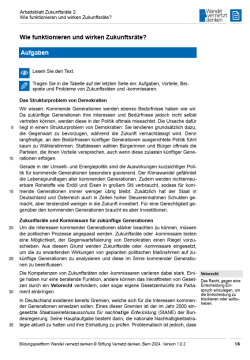 Arbeitsblatt: Modul 8 | Arbeitsblatt 2 "Wie funktionieren und wirken Zukunftsräte?"