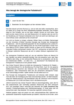 Arbeitsblatt: Modul 5 | Arbeitsblatt 2 "Was besagt der ökologische Fußabdruck?"