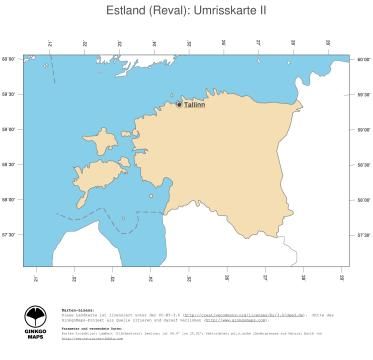 Karte: Landkarte Estland (Politische Staatsgrenzen und Hauptstadt)