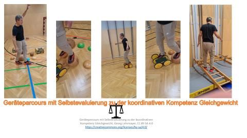 Lernkontrolle: Geräteparcours mit Selbstevaluierung zu der koordinativen Kompetenz Gleichgewicht