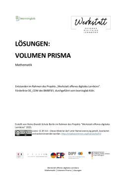 Arbeitsblatt: Volumen Prisma (Lösungen)