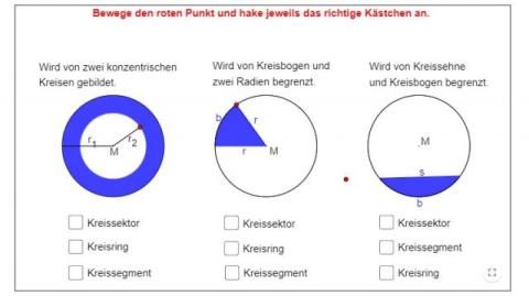 Interaktion: Kreisteile-Text