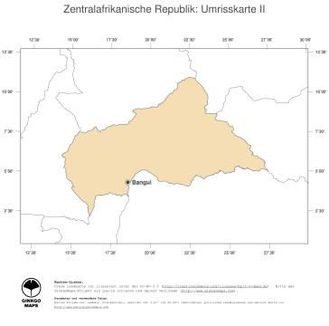 Karte: Landkarte Zentralafrikanische Republik (Politische Staatsgrenzen und Hauptstadt)