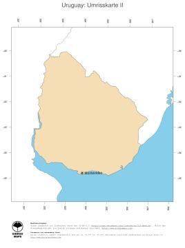 Karte: Landkarte Uruguay (Politische Staatsgrenzen und Hauptstadt)