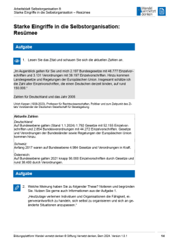 Arbeitsblatt: Modul 8 | Arbeitsblatt 8 "Starke Eingriffe in die Selbstorganisation: Resümee"