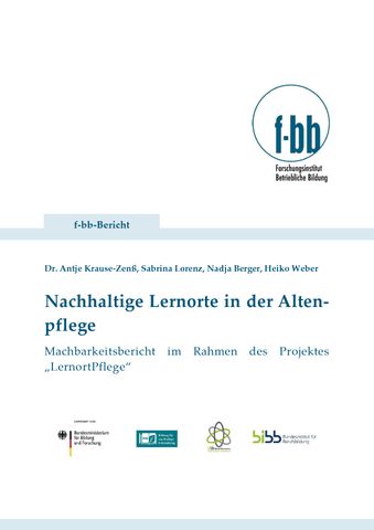 Broschuere: Nachhaltige Lernorte in der Altenpflege