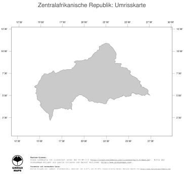 Karte: Landkarte Zentralafrikanische Republik (Politische Staatsgrenzen)