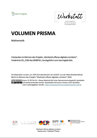 Arbeitsblatt: Volumen Prisma