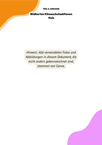 Unterrichtsbaustein: Bildkarten Klimaschutzaktionen Holz