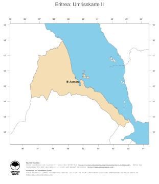 Karte: Landkarte Eritrea (Politische Staatsgrenzen und Hauptstadt)