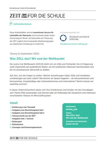 Unterrichtsplanung: Was Zoll das? Wir und der Welthandel | Zölle und Freihandel