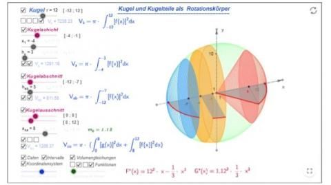 Interaktion: Kugel und Kugelteile als Rotationskörper