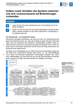 Arbeitsblatt: Modul 7 | Arbeitsblatt 7 "Aufbau sowie Verhalten des Systems erkennen und sich vorausschauend auf Entwicklungen vorbereiten"