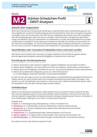 Unterrichtsbaustein: M2 03 Stärken-Schwächen-Profil: SWOT-Analyse