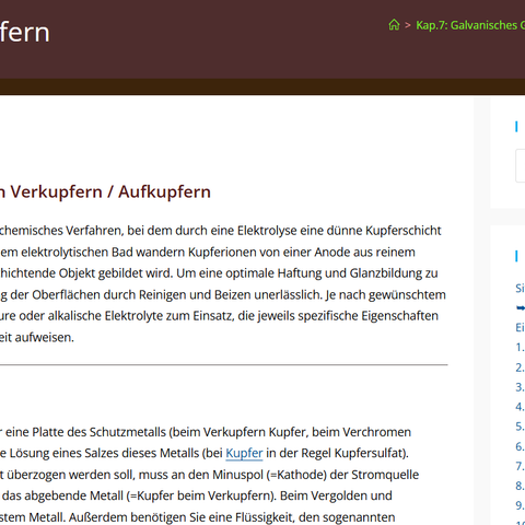 Unterrichtsplanung: Verkupfern / Aufkupfern