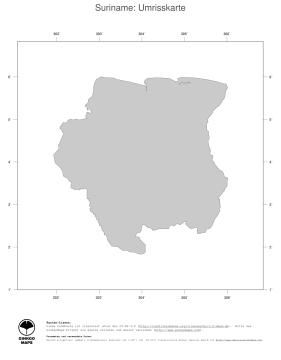 Karte: Landkarte Suriname (Politische Staatsgrenzen)