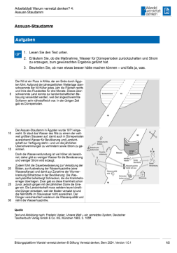 Arbeitsblatt: Modul 1 | Arbeitsblatt 4 "Assuan-Staudamm"