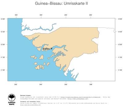 Karte: Landkarte Guinea Bissau (Politische Staatsgrenzen und Hauptstadt)