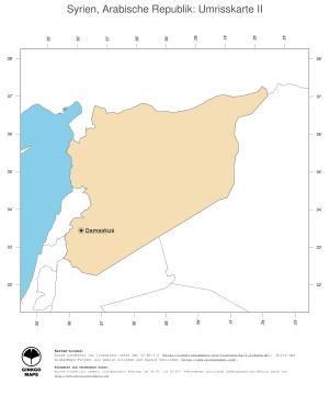 Karte: Landkarte Syrien (Politische Staatsgrenzen und Hauptstadt)