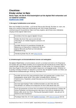 Text: DigiBitS-Checkliste: Kinder sicher im Netz (odt)