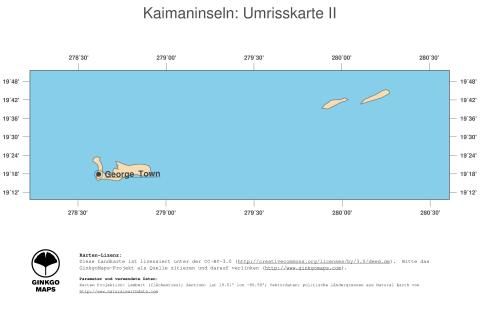 Karte: Landkarte Kaimaninseln (Politische Staatsgrenzen und Hauptstadt)
