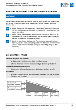 Arbeitsblatt: Modul 10 | Arbeitsblatt 3 "Übung: Prioritäten setzen in der Politik aus Sicht des Kanzleramts"