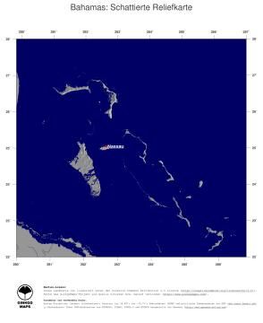 Karte: Landkarte Bahamas (Staatsgrenzen und Hauptstadt): schattiertes Relief