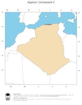 Karte: Landkarte Algerien (Politische Staatsgrenzen und Hauptstadt)
