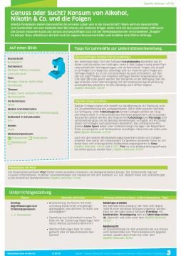 Unterrichtsbaustein: DigiBitS-Unterrichtseinheit: Genuss oder Sucht? Konsum von Alkohol, Nikotin & Co. und die Folgen (pdf)