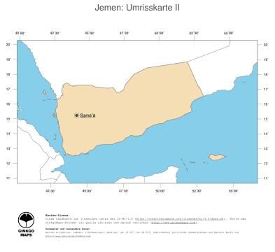Karte: Landkarte Jemen (Politische Staatsgrenzen und Hauptstadt)