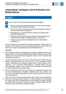 Arbeitsblatt: Modul 13 | Arbeitsblatt 11 "Lebensdauer verlängern durch Aufrüsten und Modernisieren"