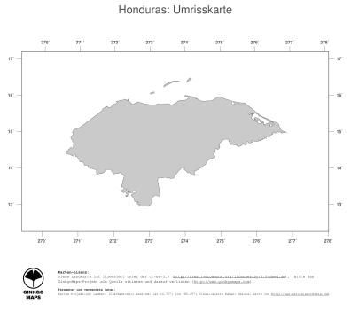 Karte: Landkarte Honduras (Politische Staatsgrenzen)