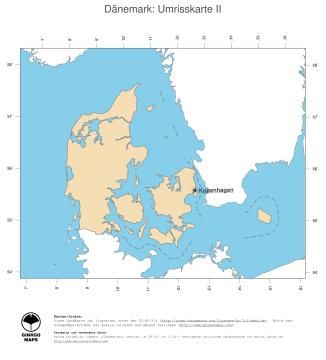 Karte: Landkarte Dänemark (Politische Staatsgrenzen und Hauptstadt)