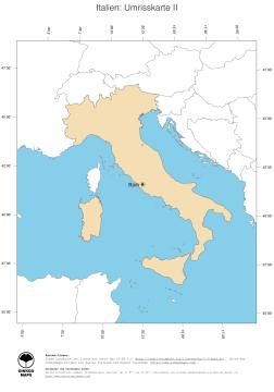 Karte: Landkarte Italien (Politische Staatsgrenzen und Hauptstadt)